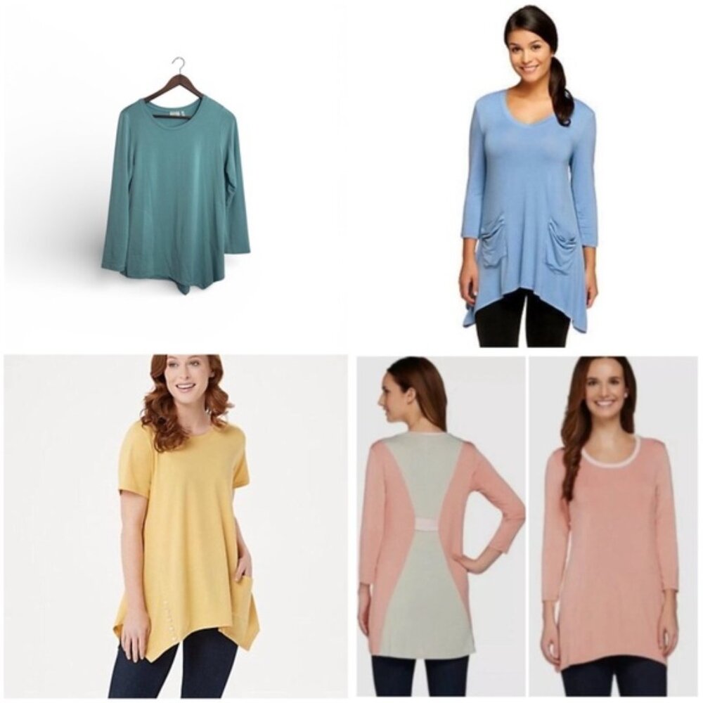 Bundle of 4 LOGO by Lori Goldstein Casual Lightweight Tunic Shirt Tops